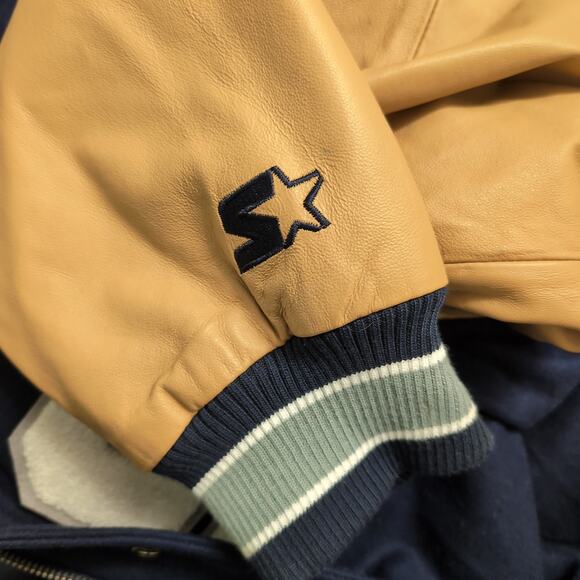 Starter Penn State Nittany Lions Letterman Varsity Wool Leather Snap Jacket XXL - Picture 7 of 15